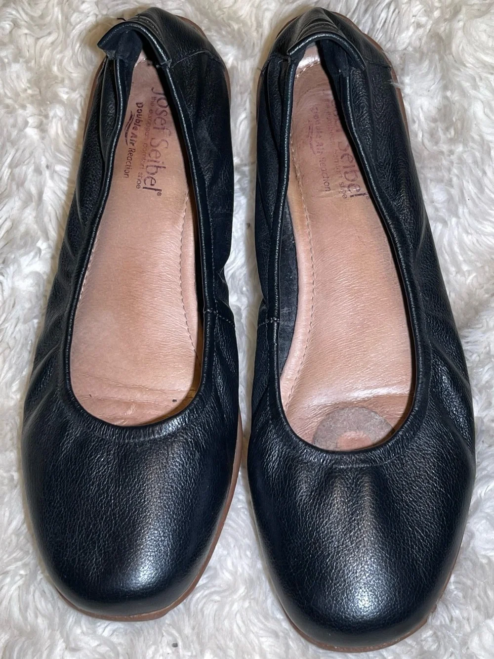 Josef Seibel fenja 01 Black Leather Women's Ballet Flats shoes size 9